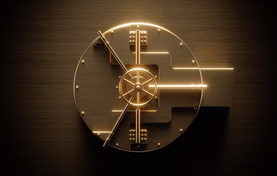 Zlatý trezor centrální banky s uloženými zlatými rezervami